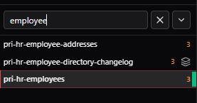 Kafka Streamyard topic list narrowed with a simple employee text filter